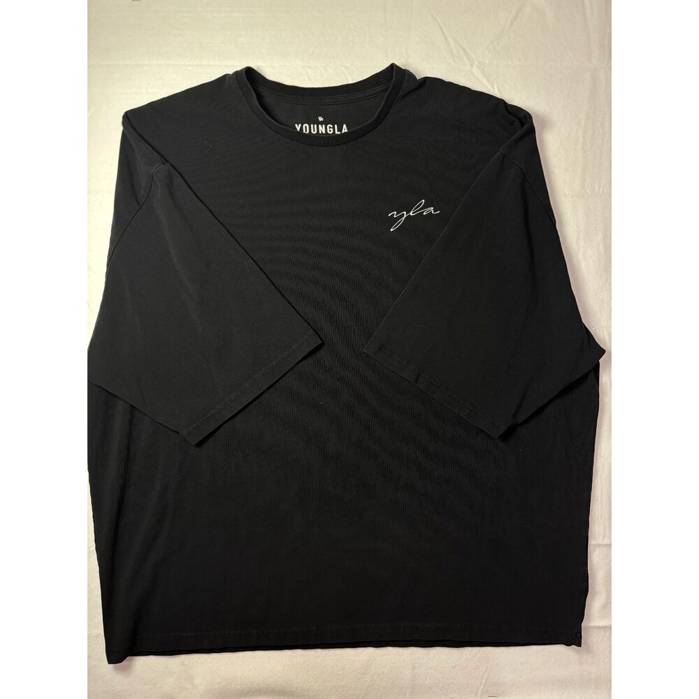 YoungLA Model 464 Oversized Graphic Gym Tee Black Embroidered Logo Men XXL